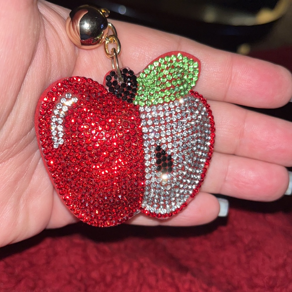 Crystal Rhinestone Apple Keychain - Picture 3 of 3